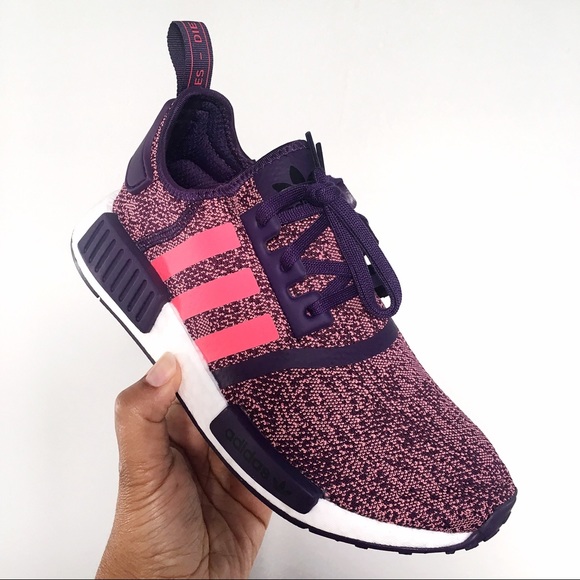Adidas NMD R1 Purple Pink Red Black Sneakers - Picture 3 of 8